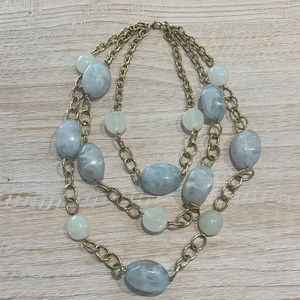Gold and various shades of light blue necklace